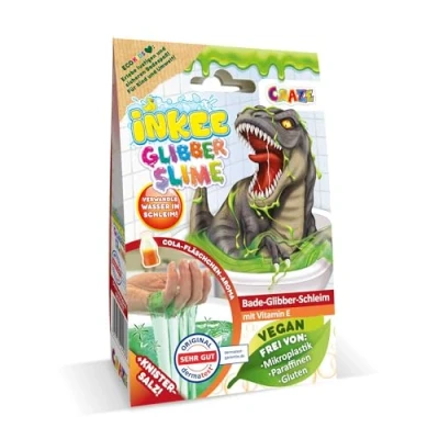 Bild av INKEE Dino Badslem fluorescerande grönt badpulver för barn med Cola Gummies arom, slem limbad, 100 g slime pulver E vitamin