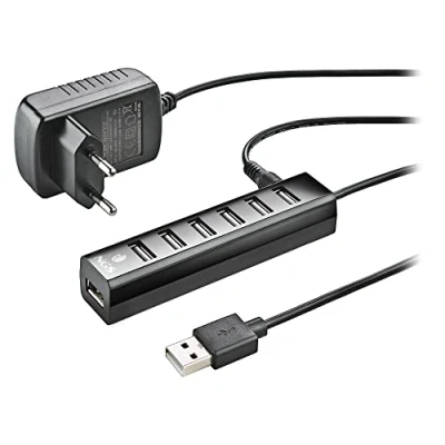 Bild av NGS IHUB7 TINY USB 2.0 Hub 7 portar med strömadapter 5V/1A, universell kompatibilitet, &quot;Plug and Play&quot;