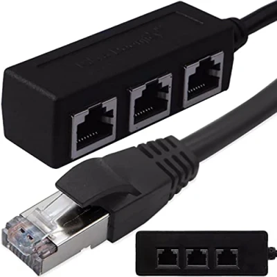 Bild av Retoo LAN splitter 1 till 3, RJ45 Ethernet splitter, förlängningskabel, överföringsportsplitter, nätverkssplitter, kontakt 3 uttag, anslutningsfördelare