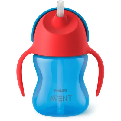 Bild av Philips Avent Sugrörsmugg med Handtag 200ml, Blå/Röd