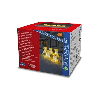 Bild av Konstsmide LED akrylrävar sitter, set om 5, 40 kalla vita dioder, 24 V extern transformator (IP44), 0, 8 W, vit kabel 6233 203