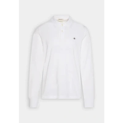 Bild av GANT Herr REG Shield LS Pique Rugger pikétröja, Vit, standard, S