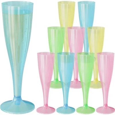 Bild av WELLGRO champagneglas set 150 ml plast färgglada transparent okrossbar BPA fri återanvändbar pinnglas, antal: 120 stycken