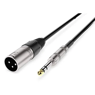 Bild av Audibax Silver XLR kabel hane till balanserad jack längd 1,5 meter OFC kontakter med hög signalöverföring PVC beläggning maximal isolering diameter 6 mm svart färg