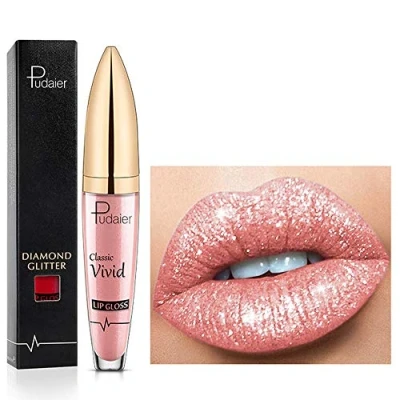 Bild av 18 färger Diamond Glitter Lipgloss Lipstick flytande läppstift matt glans, läppglans långvarig non stick slät och bekväm (05)