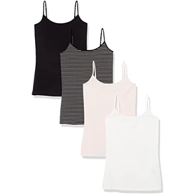 Bild av Amazon Essentials Women&#039;s Kamisol smal passform, Pack of 4, Blekrosa/Rand/Svart/Vit, L