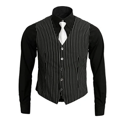 Bild av Nofonda 1920 tal, vuxen gangsterskjorta, väst och slips kostym 20 fin utklädnad outfit vintage Gangster Boss (XX Large)