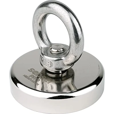 Bild av SENSEI 110 kg magnet, neodymmagnet N52 med övre ögla, Ø5 x H 1,5 cm, mycket stark för hem, verkstad, vattenfiske