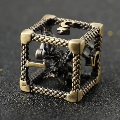 Bild av Metall DND kub set 7 ihåliga 3D drake ihålig polyester tärning D20 D12 D10 D% D8 D6 D4 för dungeons &amp; dragons RPG brädspel bordsspel MTG spel