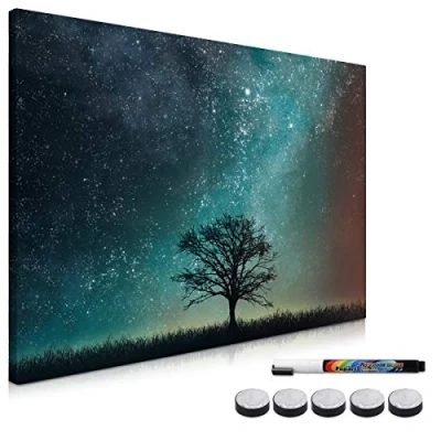 Bild av Navaris Magnettavla magnetisk pinnvägg memoboard för märkning 60 x 40 cm anteckningstavla olika Designs tavlan tvättbar med hållare penna