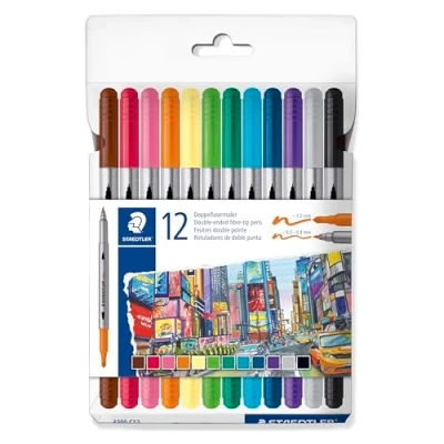 Bild av STAEDTLER Fiberpenna markers dubbla basfärger ass (12)