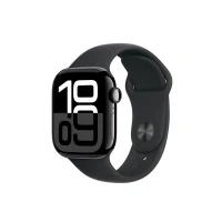 Bild av Apple Watch Series 10 (GPS) 42 mm jet black aluminium smart klocka med sportband fluoroelastomer svart bandstorlek: S/M 64 GB Wi Fi 4, UWB, Bluetooth 30 g