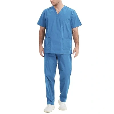 Bild av Misemiya Unisex blus uniformsset medicinsk uniform med topp och byxor Ref.6801 6802, blå himmel, XS
