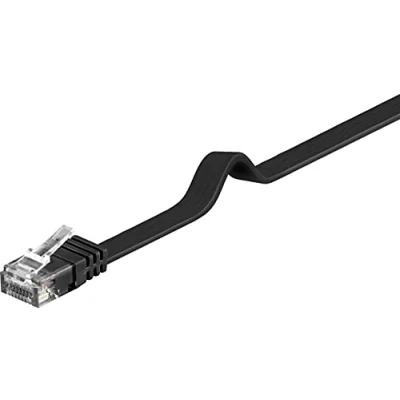 Bild av PremiumCord platt nätverkskabel, Ethernet, LAN och patchkabel Cat6, UTP, snabb flexibel robust RJ45 kabel 1 Gbit/S, AWG30/7, kopparkabel 100% Cu, svart, m