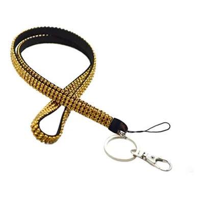 Bild av Schmalz® Nyckelband glittrande strassstenar 10 mm bred Bling strass snodd (guld)