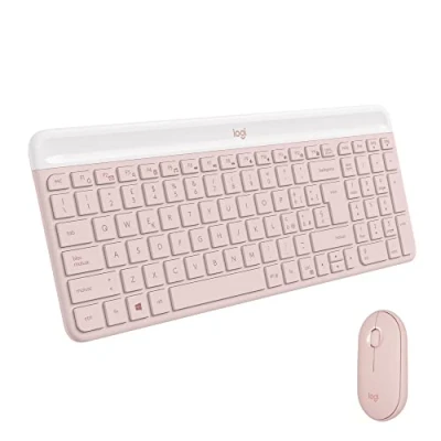 Bild av Logitech MK470 Slim Combo trådlöst tangentbord och mus, kompakt, modernt, ultratyst, 2,4 GHz med USB mottagare, Plug n&#039; Play, kompatibel Windows italienskt Qwerty rosa