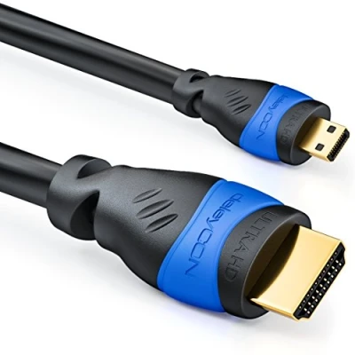 Bild av deleyCON 2m Micro HDMI Kabel 2.0/1.4a Kompatibel High Speed med Ethernet (Senaste Standard) ARC 3D 4K Ultra HD 1080p 2160p Svart