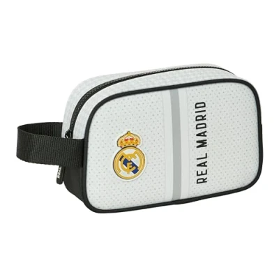 Bild av Safta Real Madrid 1:a UTRUSTNING 24/25 Skolväska för barn, liten väska, lämplig olika åldrar, bekväm och mångsidig, kvalitet styrka, 22 x 8 13,5 cm, färg Vit/grå, Estándar,