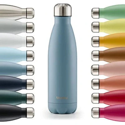 Bild av Blumtal® Trinkflasche Edelstahl Charles Thermosflasche 750 ml BPA freie Thermo kalt&amp;warm auslaufsichere Thermos Dove Grey Grau Blau