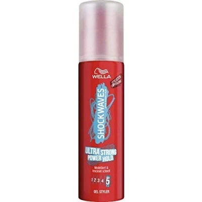 Bild av Wella Shockwaves Ultra Strong Power gel Styler 100 ml fast och vårdande för glans fäste, modellerad torkar snabbt, 3 pack (3 x ml)