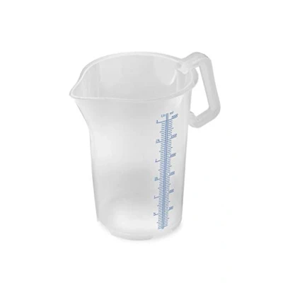 Bild av Thermohauser mätkopp med stängt handtag, 3 000 ml, plast PP, blå skala i liter och milliliter, klar