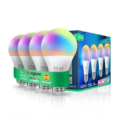 Bild av NOUS P3Z, ZigBee glödlampa e27 LED varmvit, RGB tuya smart liv dimbar lampa med fjärrkontroll tillbehör dimbara lampor Alexa echo Google Home assistant (Zigbee, Pack of 2)