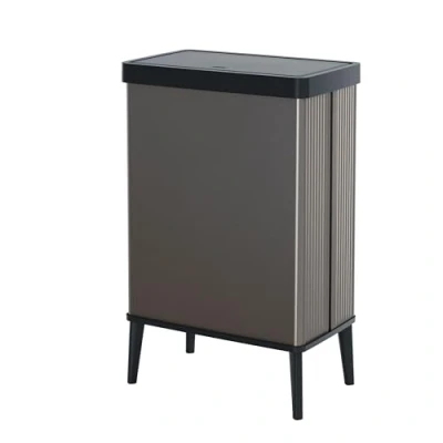 Bild av CURVER Verto 54L soptunna med hög avfall, trycklock, elegant design, enkel montering, återvinningsvänlig, pärlgrå