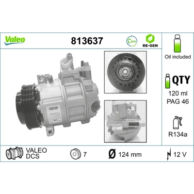 Bild av VALEO 813637 compresseur De Climatisation DCS 12 PAG 46 R 134a avec huile ECHANGE STANDARD MERCEDES BENZ: Classe C Berline, CLK Coupe