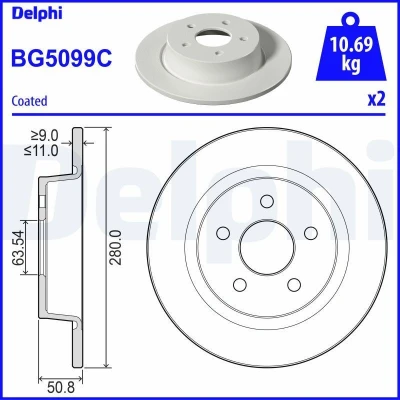 Bild av Bromsskiva DELPHI BG5099C