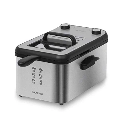 Bild av Cecotec CleanFry Infinity 3000 fritös. 2 400 W, 3 L, temperatur upp till 190 ºC, 30 min. timer, diskmaskinssäker glaserad innergryta, OilCleaner filter, håller oljan ren