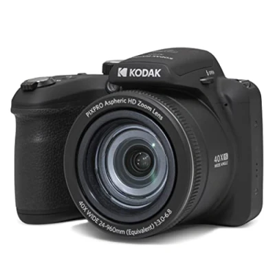Bild av KODAK Pixpro Astro Zoom AZ405 digital bryggkamera, 40 x zoom, 24 mm vidvinkellins, 20 megapixlar, 3 tums LCD skärm, 1080p Full HD video, OIS, AA batteri svart