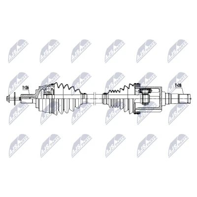 Bild av NTY NPW VV 162 Drivaxel framaxel vänster 578mm Automat