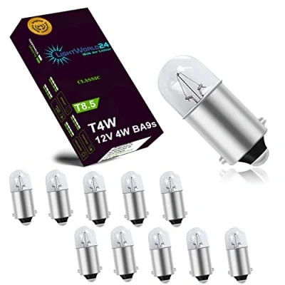 Bild av LIGHTWORLD24 10x T4W BA9s parkeringsljus lampa billampa 12V 4W päron bilparkeringsljus innerbelysning interiörbelysning signallampa