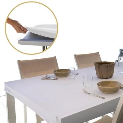 Bild av Glop Rektangulär bordsduk 182 x 76 cm, elastiskt vitt tyg, justerbart, vattenavvisande, skrynkelfritt, perfekt för utomhusbruk, trädgård, camping och elastisk passform hopfällbart bordsöverdrag,