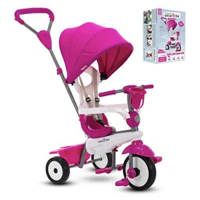 Bild av SmarTrike Breeze Plus trehjuling barnvagn tryckcykel justerbar för baby, småbarn, spädbarn i åldrarna 15 månader till 3 år (prinsessrosa)