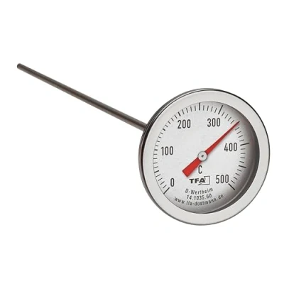 Bild av TFA Dostmann Profi ugnstermometer, 14,1035,60, av rostfritt stål, med lång temperaturgivare (30 cm), som reservdel/eftermontering för pizzaugn, träugn, stenugn, grill, röker, silver