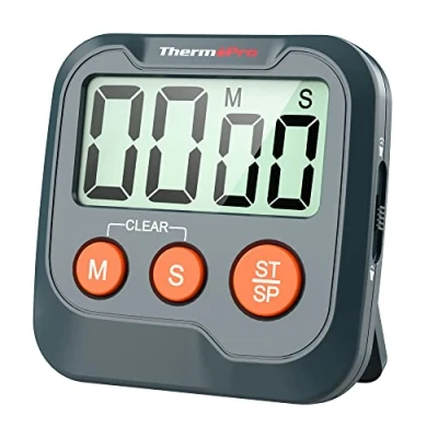 Bild av ThermoPro TM03W Kökstimer Digital Matlagningstimer Med stor LCD skärm Stora Siffror Larmvolym Justerbar Timerklocka Multifunktionell Nedräkningstimer