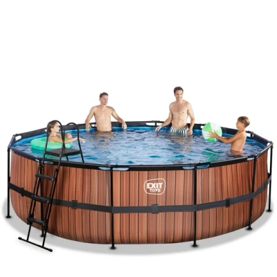 Bild av EXIT Wood pool 488x122cm med sandfilterpump (Brun)