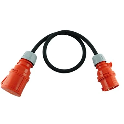 Bild av NWP CEE adapter 16 A 400 V kontakt till 32 koppling starkström 1 m anslutningskabel IP44 5 x 2,5 mm² gummislang kabel