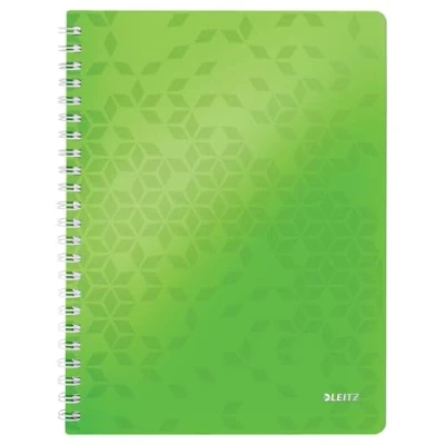 Bild av Leitz WOW Anteckningsblock med mjuk pärm, A4, 80 ark, linjerad, spiralbundet, vitt papper, g/m2, grön, 46370054