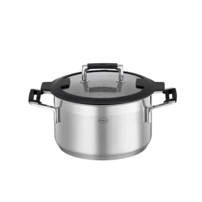 Bild av RÖSLE SILENCE PRO kastrull, högkvalitativ universell kastrull i rostfritt stål 18/10, 20 cm, glaslock, invändig skala, induktionssäker, diskmaskinssäker, silverfärger