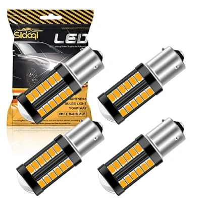 Bild av Sidaqi 4 pack BAU15S PY21W 1156 LED lampor bärnsten ersätter för främre och bakre blinkerslampor 5630 33SMD 900LM/glödlampa 3,6 W interiör husbilslampor