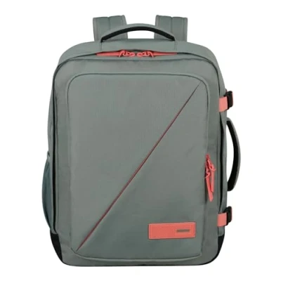 Bild av American Tourister Take2Cabin Wizz Air/Vueling kabinväska 30 x 20 40 cm, 26,5 L, 0,60 kg, Handbagage, Flygplansryggsäck MS, Grå/Rosa (Sage/Coral)