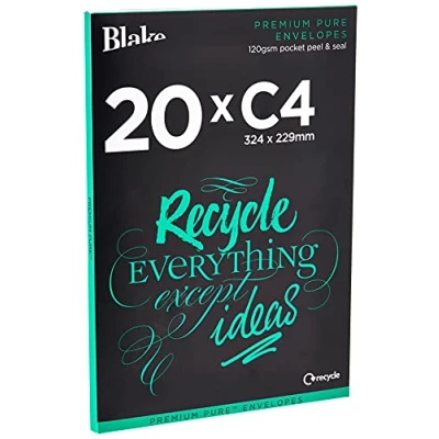 Bild av Blake Pure C4 229 x 324 mm 120 gsm återvunna skal och försegla fickkuvert (RP84653) supervit väv förpackning med 20