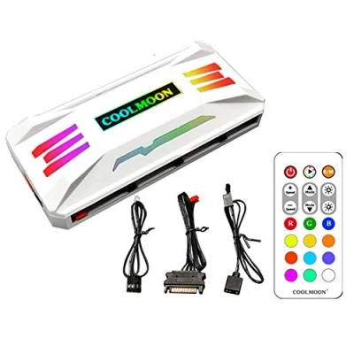 Bild av KLLsmDesign Pwm Fjärrfläkt temperaturstyrenhetsintegrator, RGB ljusadapter för dator, 8 portar 4 stifts fläkthastighetskontroll