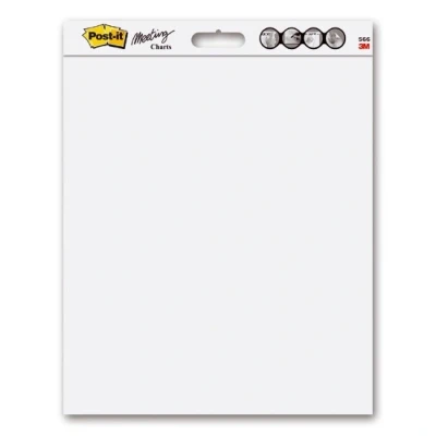 Bild av Post it Super Sticky Meeting Chart Wall pad, vit, olinjerad, 2 block, 584 mm x 508 + 8 Command Strips