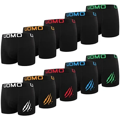 Bild av L&amp;K 10 pack herr retroshorts, boxershorts, bomull, svarta, mångfärgade underkläder, 1116, Flerfärgad sats A,