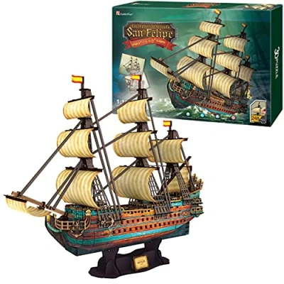 Bild av Puzzle 3D Pirate Båt San Felipe modellbyggnad för vuxna och barn modellfartyg Ridmodeller 248 stycken 240 Min Montering