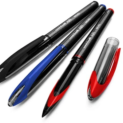 Bild av Uni Ball AIR Micro, 0.5mm Fine Rollerball, Black, Blue, and Red, Pack of 12 (12)