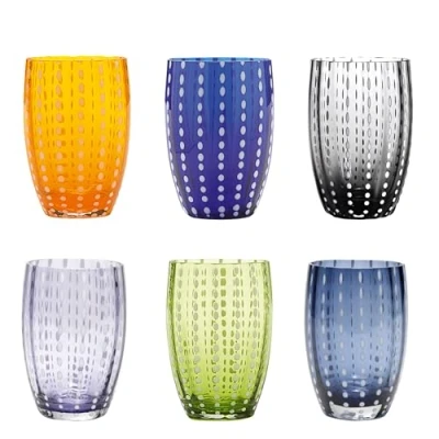 Bild av Zafferano Handgjorda tumlarglas pärlor i transparent färgat glas 32 h 109 mm d 71 mm, set 6 st blandade färger